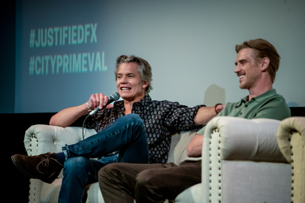 Timothy Olyphant and Boyd Holbrook at the "Justified: City Primeval" premiere in Austin, TX