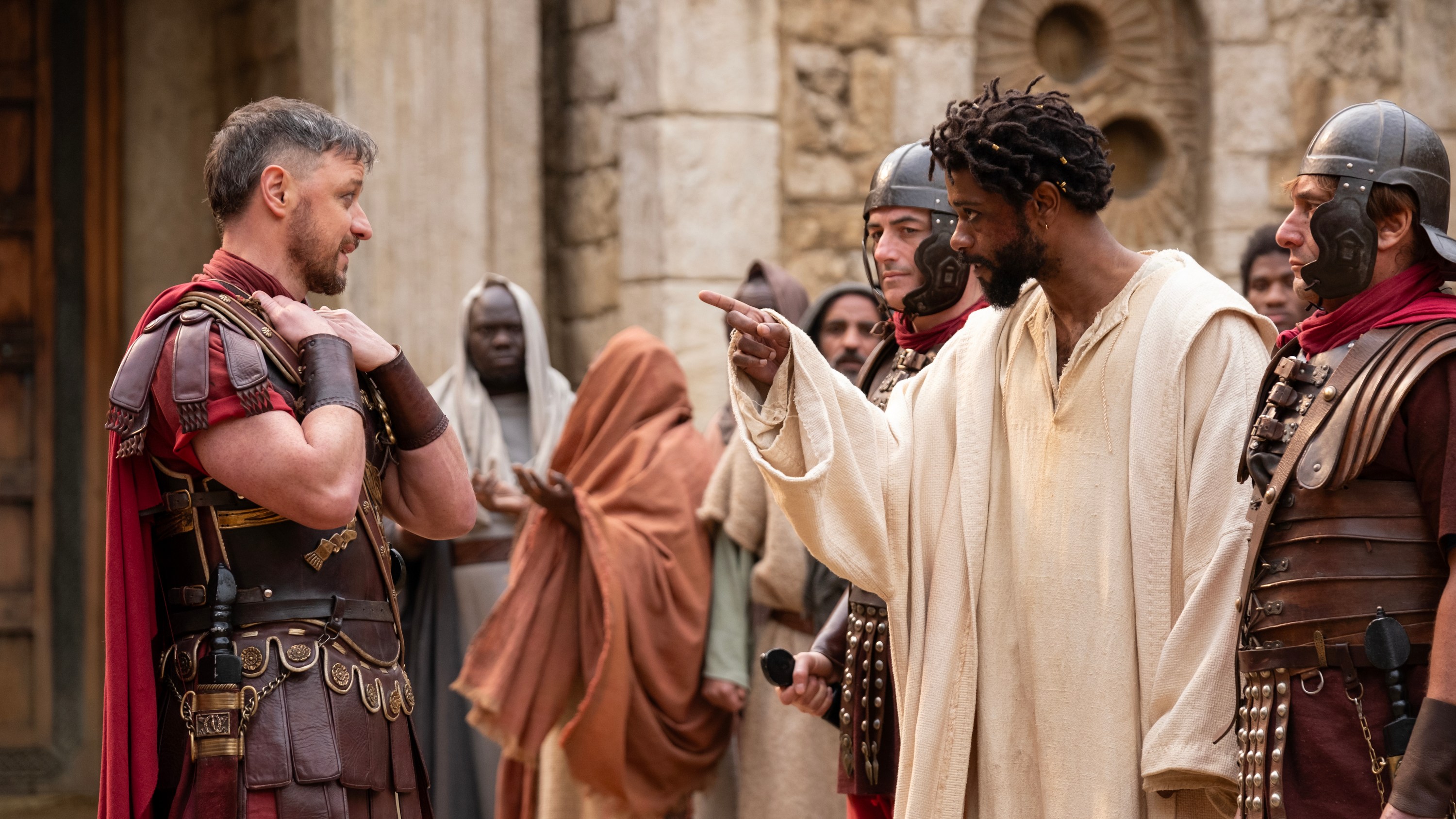 Pontius Pilate (James McAvoy) and Clarence (Lakeith Stanfield) in THE BOOK OF CLARENCE.